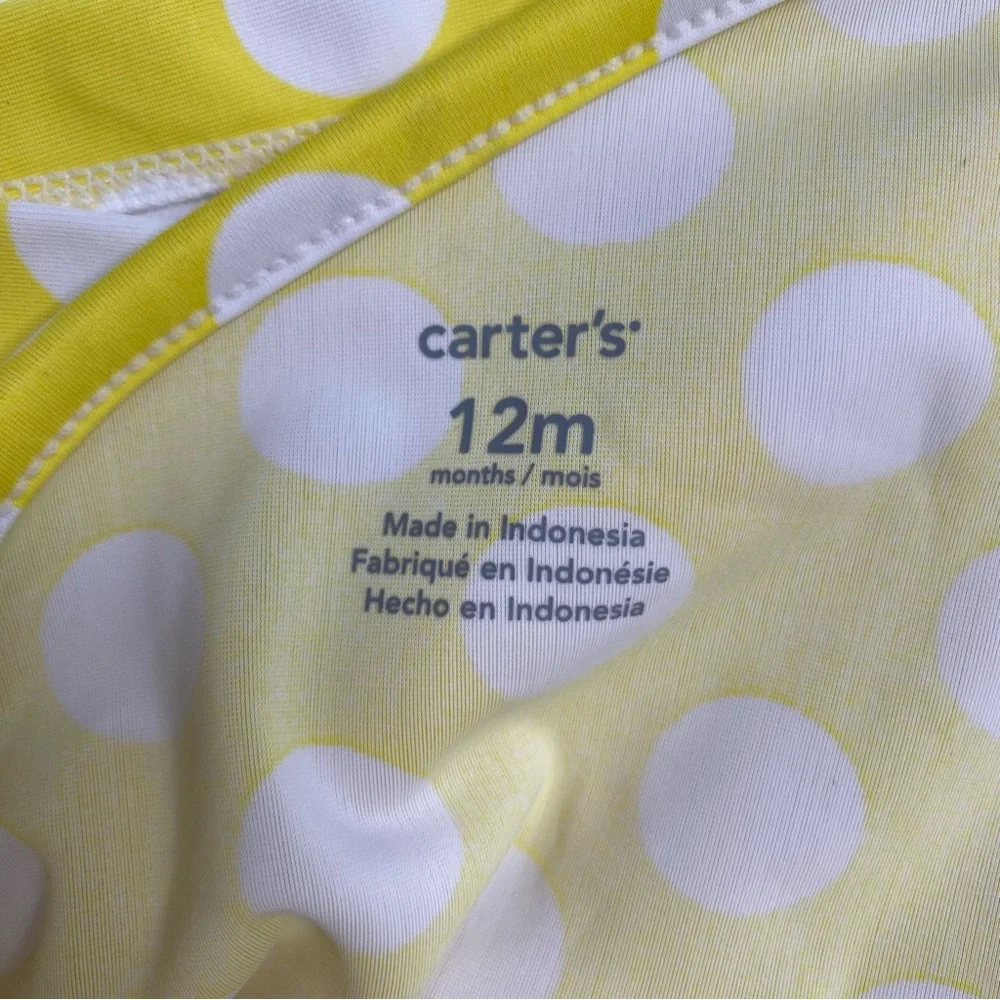 Baby Girl's Carter's Yellow Polka Dot Ruffle 2-Piece Tankini Swimsuit 12 Months